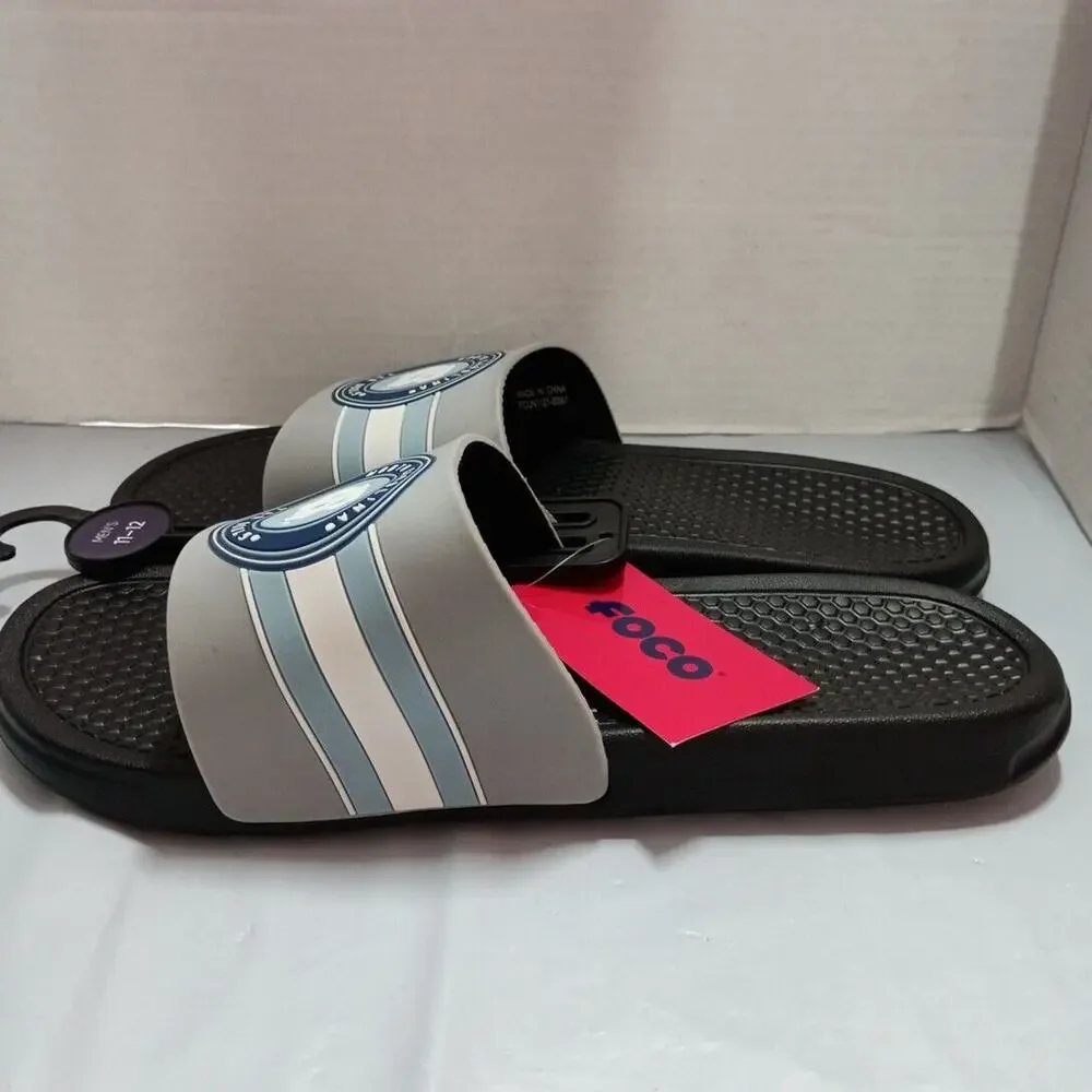 North Carolina Tar Heels FOCO Stripe Raised Slides Sandals Men’s US‎ M 11-12